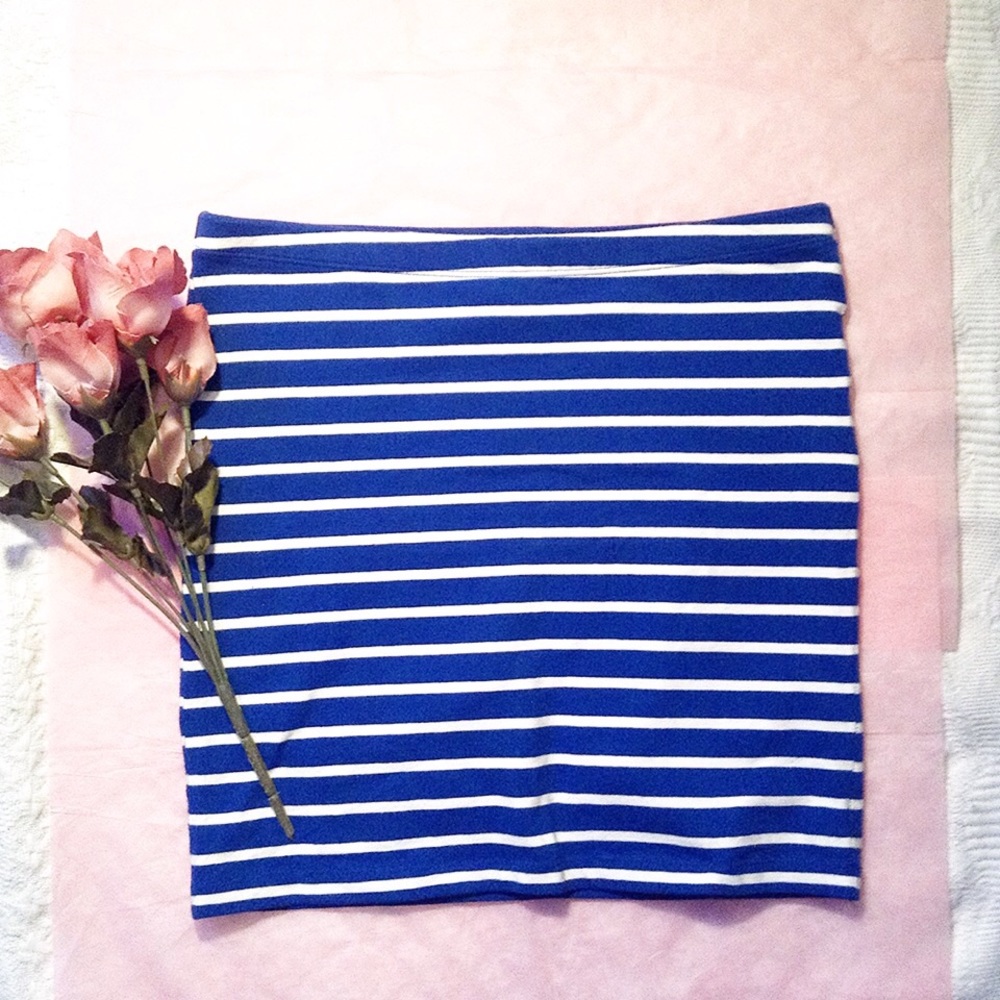 Blue & White Pencil Skirt | M